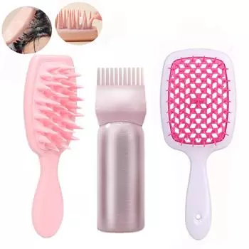 4 шт. силиконовая расческа для массажа кожи головы, щетка для распутывания волос, парикмахерская аппликатор для краски для волос, бутылка-спрей, парикмахерские инструменты для укладки