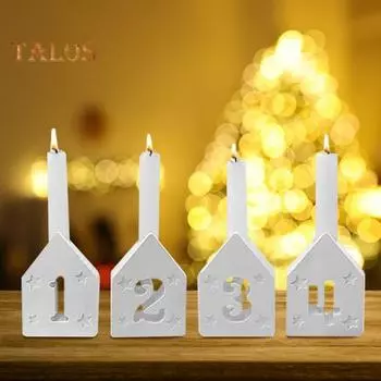 4 шт. силиконовые формы для подсвечников, набор цифр 1-4, форма в форме домика, самоделки, многоразовые, легко моющиеся гипсовые свечи для рождественских вечеринок set