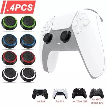 4 шт. силиконовые гелевые накладки на большой палец для Sony PS5/PS3/PS4 для контроллера XBOX One /360 для контроллера PS4 Pro Slim синий