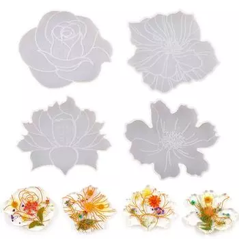 4 шт. силиконовые подставки для цветов из смолы, подставка для чашек, коврик для эпоксидной смолы, сделай сам