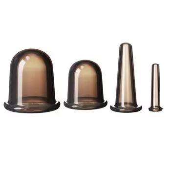 4 шт. Силиконовые вакуумные банки для массажа, антицеллюлитные массажные банки для лица, присоски для подтяжки лица и шеи, скрабирование кожи Гуаша против морщин чёрный