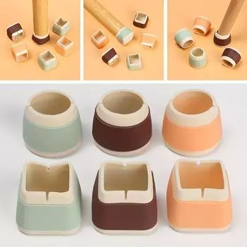 4 шт. силиконовый нескользящий утолщенный коврик для ног стула, стула, мебели, бесшумный износостойкий защитный чехол для ножки обеденного стула square зелёный