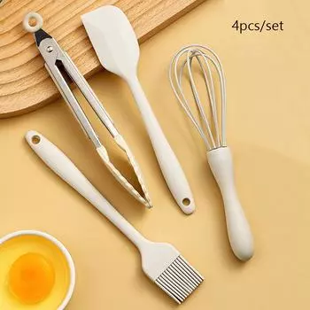 4 шт. силиконовый термостойкий мини-скребок для выпечки, масляная щетка, взбивалка для яиц, пищевой зажим, инструмент для выпечки