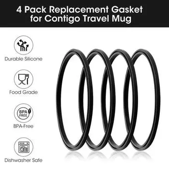 4 шт. силиконовый уплотнитель для бутылки с водой, пылезащитное уплотнительное кольцо для стакана с водой, уплотнительная прокладка для крышки дорожного стакана объемом 16/20 унций чёрный