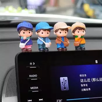 4 шт. симпатичная статуэтка из смолы для маленьких мальчиков, миниатюрная статуэтка, украшение для приборной панели автомобиля, куклы, аксессуары для салона автомобиля