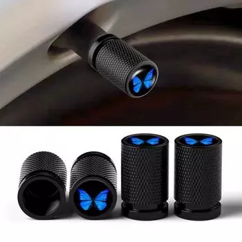 4 шт. синие бабочки автомобильные колпачки клапанов аксессуары наклейки авто колесо шина клапан стержень шины воздушная крышка универсальный автомобильный стиль чёрный