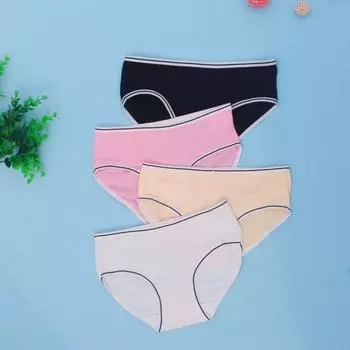 4 шт. случайных цветов подростковые трусики детское нижнее белье детские хлопковые трусы 10-16 лет one size разноцветный