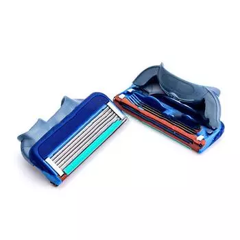 4 шт., сменные сменные лезвия для бритвы, 5 слоев, синие лезвия 4Pcs
