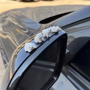 4 шт. смоляные автомобильные аксессуары полярный медведь смоляное украшение для заднего вида автомобиля декор белый