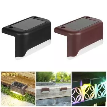 4 шт., солнечная энергия, лестница, светодиодный уличный светильник, садовый забор, пейзаж, настенный светильник Colorful Light чёрный