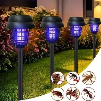 4 шт. Солнечная лампа-убийца комаров для сада, дома, на открытом воздухе, во дворе, газоне, физический электрический шок, отпугиватель комаров, артефакт 1pcs