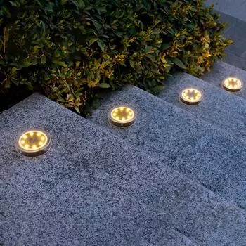 4 шт. солнечные 8-светодиодные скрытые светильники со встроенным датчиком наружные водонепроницаемые садовые светильники для газона, дорожки, двора