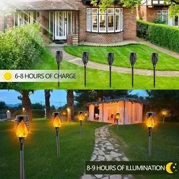 4 шт. Солнечные фонари для сада, водонепроницаемые светодиодные ландшафтные фонари, украшения, мерцающие, танцующие, пылающие факелы, солнечные фонари