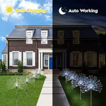 4 шт. солнечных фейерверков светодиодные медные провода уличные водонепроницаемые садовые фейерверки с дистанционным управлением для украшения газона и дорожек теплый белый