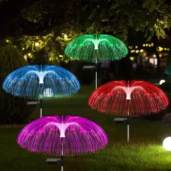 4 шт. солнечных уличных фонарей для сада, водонепроницаемые медузы, 7 цветов, меняющие цвет, солнечные фонари для газона, для наружного освещения цветочного двора