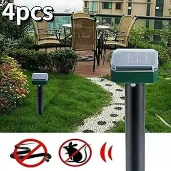 4 шт., солнечный репеллент для животных, непрерывная 24-часовая защита, ультразвуковая вспышка, звуковая и визуальная сигнализация для птиц, товары для домашних животных Small bag round-1pcs