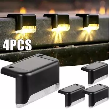 4 шт. солнечный светодиодный светильник для улицы, садовой лестницы, настенные садовые фонари, дорожка, двор, патио, ступеньки, лампы, солнечный ночник, IP65, водонепроницаемый 1 PCS