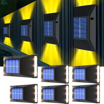 4 шт. Солнечный светодиодный светильник на открытом воздухе настенный светильник водонепроницаемый для балкона ограждения дорожки светильник садовое украшение уличный солнечный светильник white-1pcs
