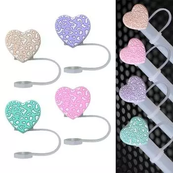 4 шт. Соломенная крышка в форме сердца для чашки 10 мм. Силиконовая герметичная соломенная крышка. Многоразовая соломенная крышка. Активный отдых на свежем воздухе. Аксессуар для напитков для декора вечеринки. 4pcs