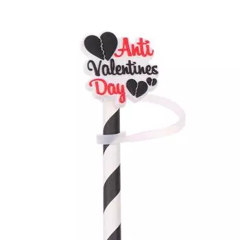 4 шт., соломенный чехол на День святого Валентина, красный, розовый, милые силиконовые соломинки с наконечниками, многоразовые брызгозащищенные соломенные топперы, силиконовая соломенная крышка as the picture