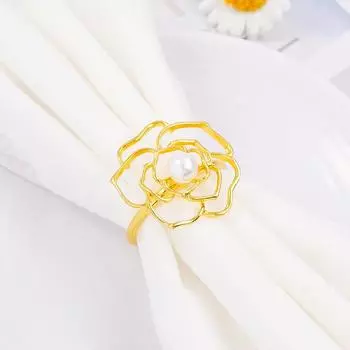 4 шт. специальные кольца для салфеток в виде жемчуга и розы на День святого Валентина для романтического ужина, свадебного украшения стола, красивые держатели для салфеток с цветами