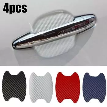 4 шт. сплошной цвет универсальный углеродное волокно автомобильная дверная ручка защитная наклейка устойчивая к царапинам 4pcs красный