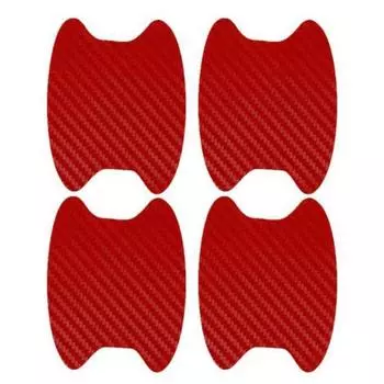 4 шт. сплошной цвет универсальный углеродное волокно автомобильная дверная ручка защитная наклейка устойчивая к царапинам 4pcs красный