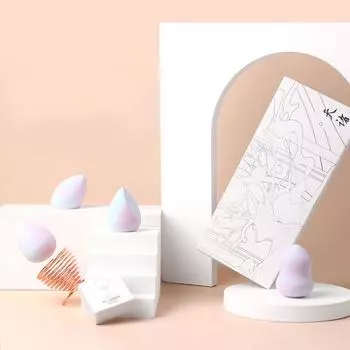 4 шт., спонж для макияжа, пудра, сухая и влажная, комбинированная, красота, косметический шарик, тональная основа, пудра, скос, инструменты для макияжа