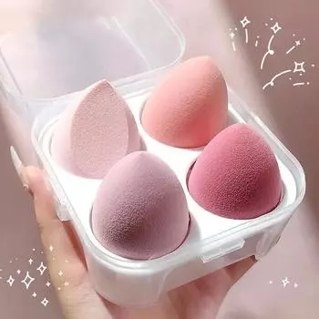 4 шт., спонж для макияжа, пудра, сухая и влажная, комбинированная, красота, косметический шарик, тональная основа, пудра, скос, инструменты для макияжа 4pcs-with box фиолетовый