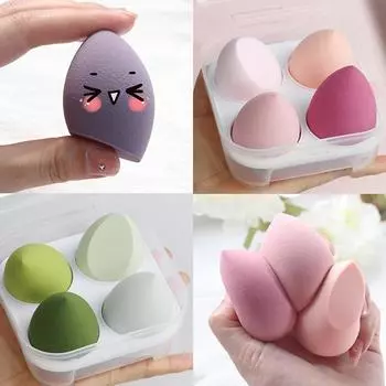 4 шт., спонж, пудра, яйцо для макияжа, сухая и влажная комбинированная красота, косметический шарик, пудра, пудра, скошенная губка для макияжа, инструмент зелёный