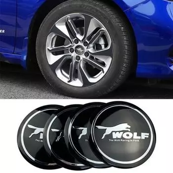 4 шт., Стайлинг автомобиля, логотип волка, центральная крышка ступицы колеса, наклейка, наклейка для Ford Focus MK1 MK2 MK3 Focus ST RS, наклейки на колеса автомобиля, эмблема синий