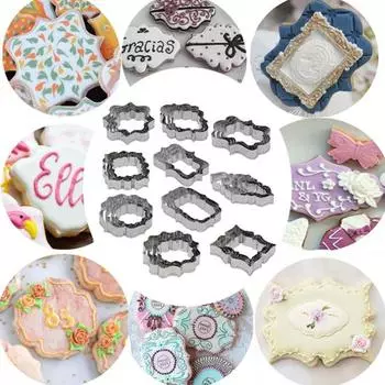 4 шт., стальные бирки для торта из помадки, рамка для резки, форма для печенья, декоративные инструменты 7#