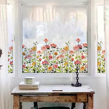 4 шт. статическая наклейка на окно цветочная стеклянная пленка винил для ванной комнаты розовый