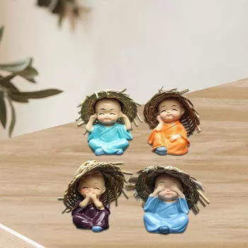 4 шт., статуи кунг-фу для мальчиков, китайские фигурки Будды, милый гонг для домашнего декора автомобиля 6cm_Four No Postures