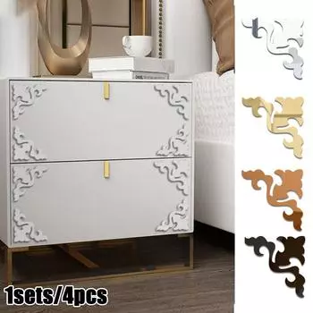 4 шт. стеклянная зеркальная плитка настенная наклейка наклейка на DIY украшение для дома орнамент набор серебряный