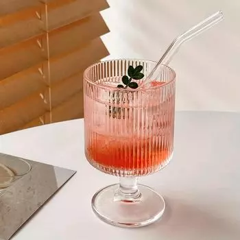 4 шт. Стеклянные чашки в вертикальную полоску Чашка для воды Чашки для кофе со льдом Десертные стаканы для сока Чай с молоком Мороженое и многое другое Летняя зимняя посуда для напитков 4pcs