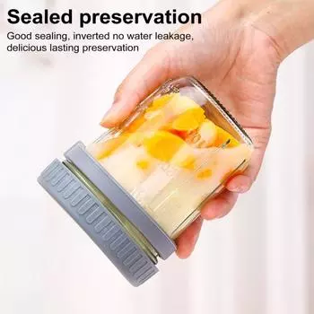 4 шт. стеклянных стакана Mason, контейнеры для овса на ночь с крышками и ложками, герметичные банки для молока, хлопьев, фруктов, салатов, йогурта 1 Set