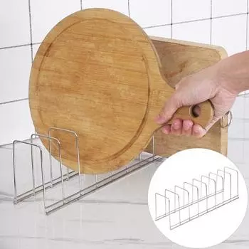 4 шт. стеллаж для хранения посуды из нержавеющей стали, органайзер для пластин, компактный держатель для крышки кастрюли для кухонных шкафов 4pcs