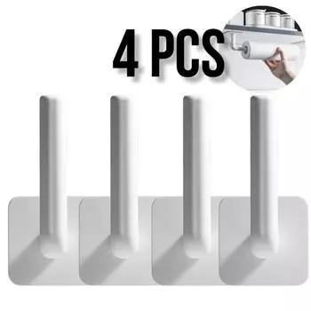 4 шт., стеллаж для хранения рулонной бумаги, кухня под шкафом, самоклеящиеся аксессуары, держатель для полотенец, туалетная вешалка для салфеток для ванной комнаты белый