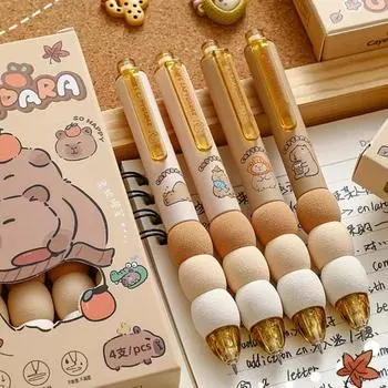 4 шт. стираемые гелевые ручки с наконечником 0,5 мм, выдвижные гелевые ручки для письма и исправления на дому, в школе, офисе 0.5mm коричневый