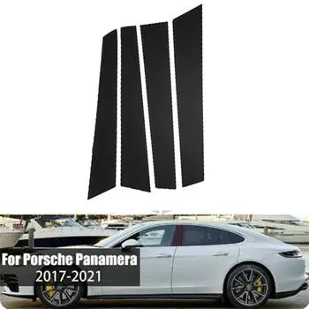 4 шт., стойки для оконных стоек автомобиля для Porsche Panamera 2017-2021, наклейки на обшивку двери, черные автозапчасти