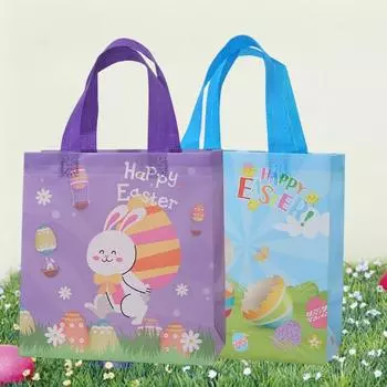 4 шт. сумка для покупок, легко носить с собой, сумка из нетканого материала с принтом кролика и яйца, украшение на Пасху, домашний декор зелёный