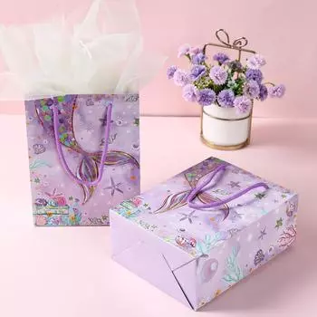 4 шт. сумочки для конфет в виде русалки, подарочная упаковка, коробка, тематика «Русалочка», декор для дня рождения, сувениры для вечеринки в стиле «Подводный мир», детский детский душ as picture