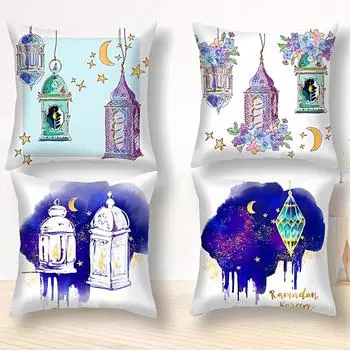 4 шт., супермягкая наволочка с рисунком луны и многоцветным рисунком, квадратная наволочка 45x45 см, наволочки с принтом, чехол для подушки 45*45cm