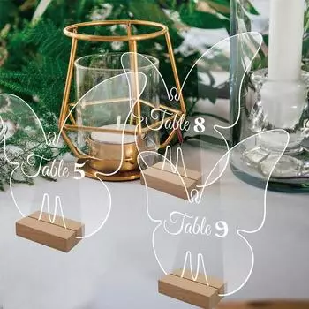 4 шт. свадебные карточки для рассадки гостей с деревянной подставкой акриловые самодельные таблички на стол прозрачные этикетки для сидений принадлежности для вечеринок