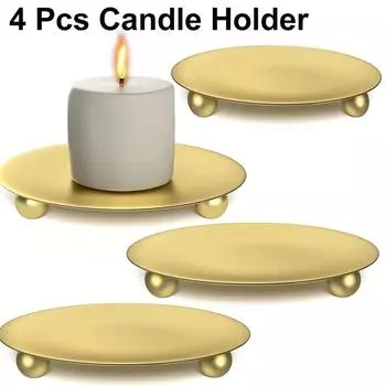 4 шт. свадебный подсвечник тарелка свечи металлический подсвечник столб 4.33 дюйма подсвечники для столбовых свечей украшение свадебного ужина вечеринка золотой