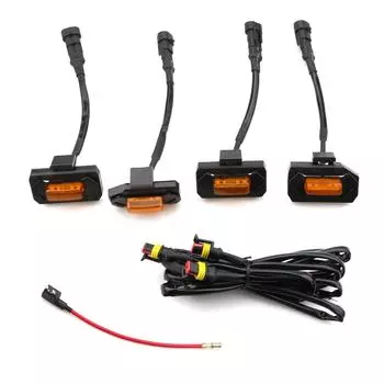 4 шт. светодиодные фонари на передней решетке с заменой предохранителя для Tacoma TRD PRO 2020-2021, черные Black Shell Amber Yellow Light