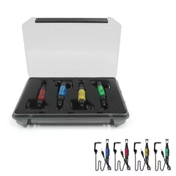 4 шт. светодиодные индикаторы с подсветкой для свингеров с сигнализацией поклевки, индикаторные лампы с чехлом для переноски серый