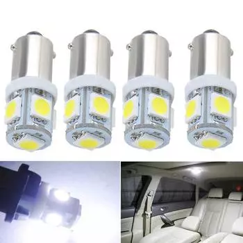 4 шт. светодиодные лампы для грузовиков 24 В BA9S 5 SMD 5050 светодиодные 6523 1895 T4W внутренние лампы для чтения супер белые автомобильные аксессуары постоянного тока 24 В BA9S белый