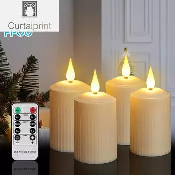 4 шт. светодиодные свечи беспламенные чайные свечи мерцающие таймерные дистанционные свадебные свечи на батарейках свечи для украшения дома цвета слоновой кости Ivory